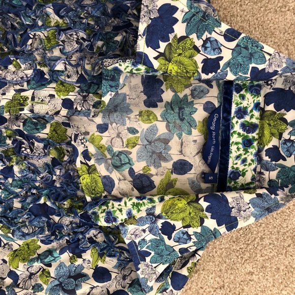 George Roth Floral Ruffle Front Button Down Shirt - Picture 3 of 6